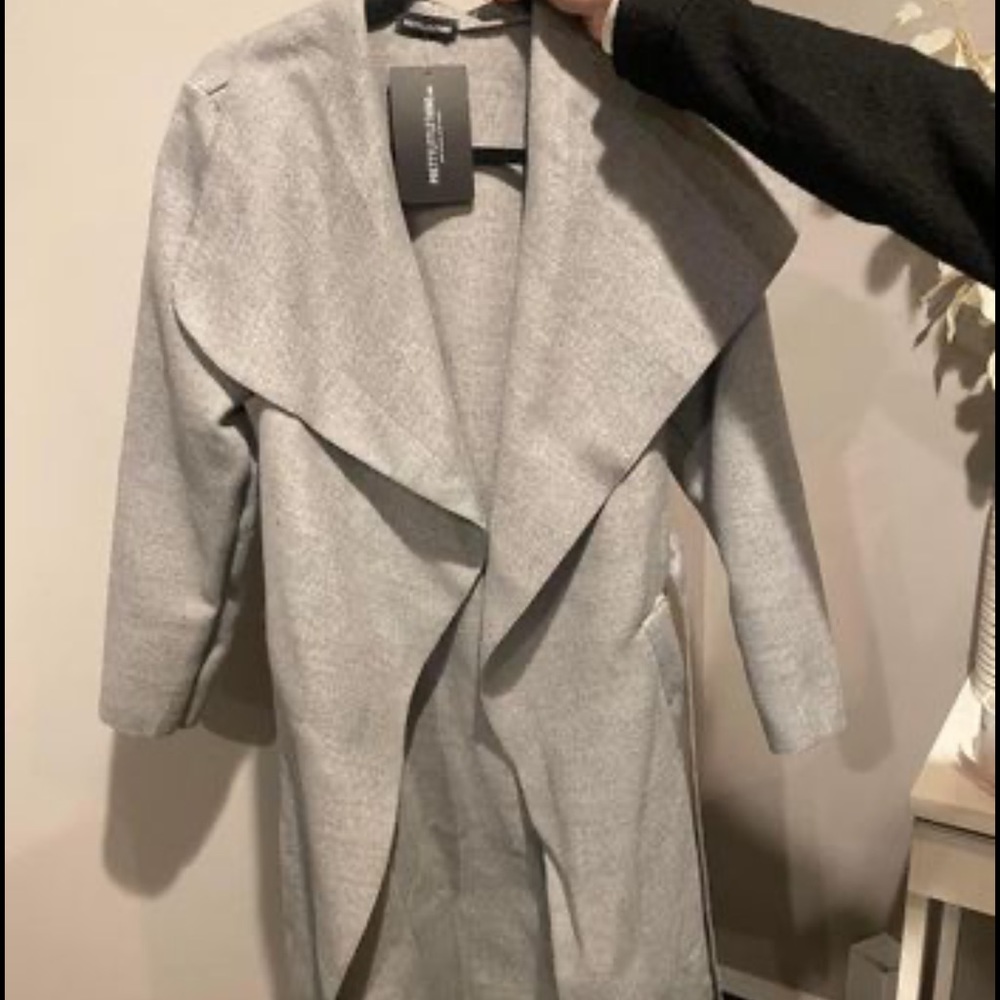 Pretty little thing oversized coat grey size small